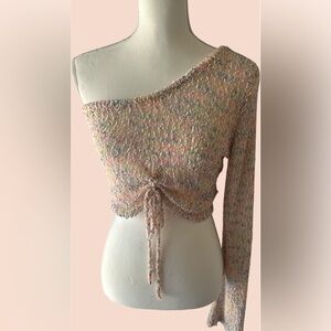 Multicolor Off-Shoulder Long Sleeve Top